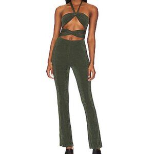 Revolve Camillie Halter Jumpsuit in Forest Green